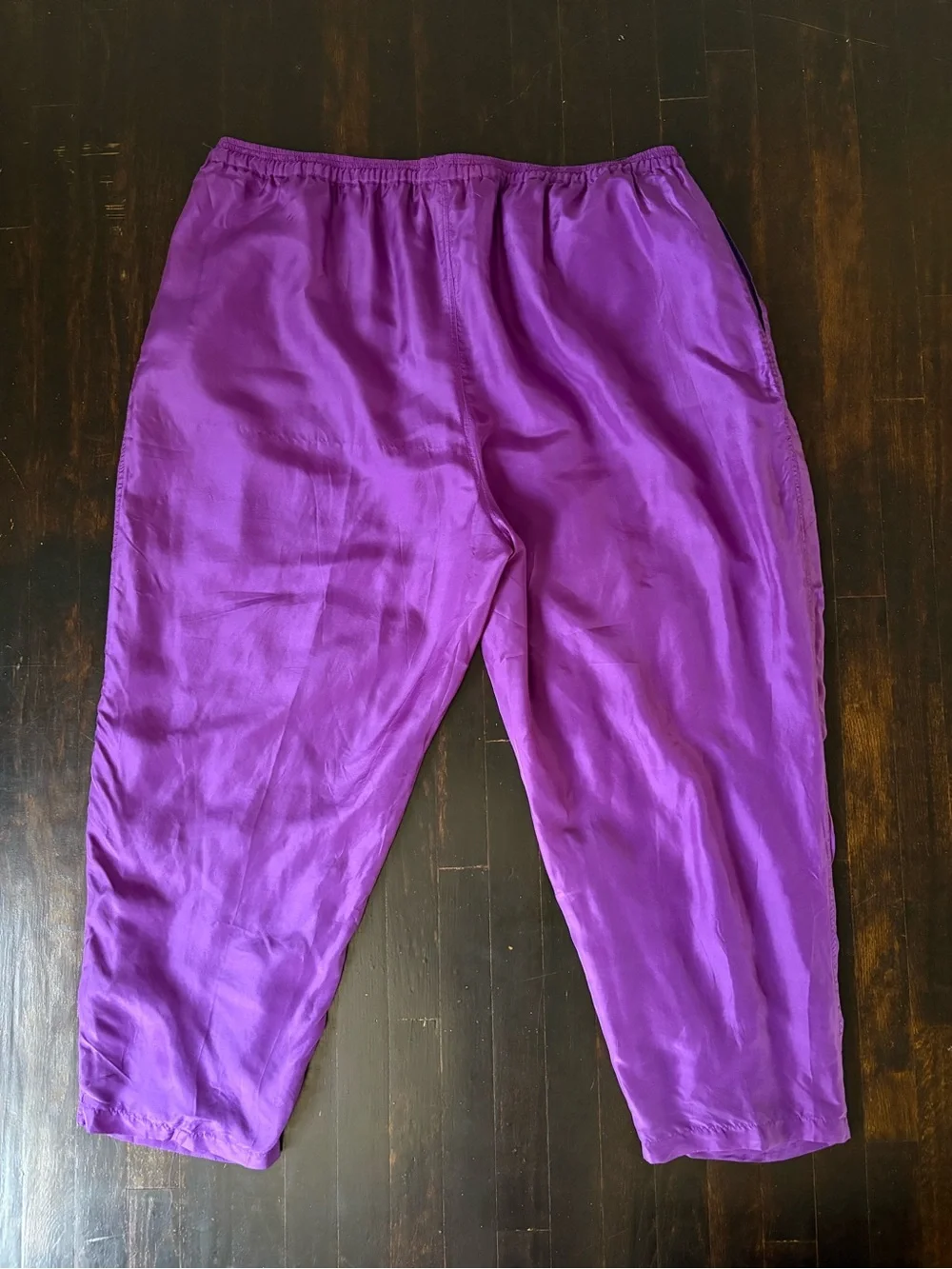 VTG Kathy White 100% Silk Fringe Tracksuit Set Purple Plus Size 4X NWT 1995